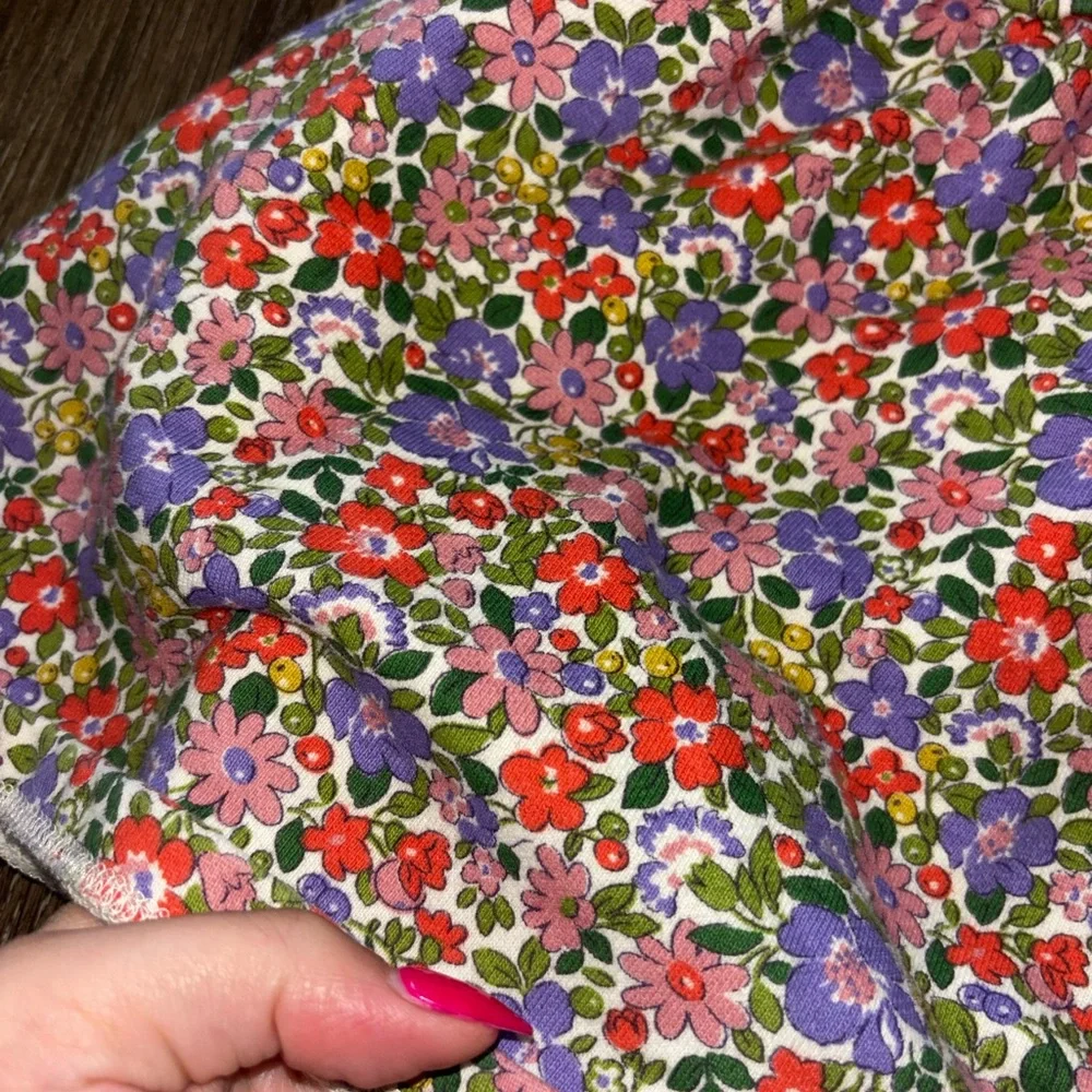 Mini Boden Floral Sweatshirt in Purple, Pink, Green and Orange